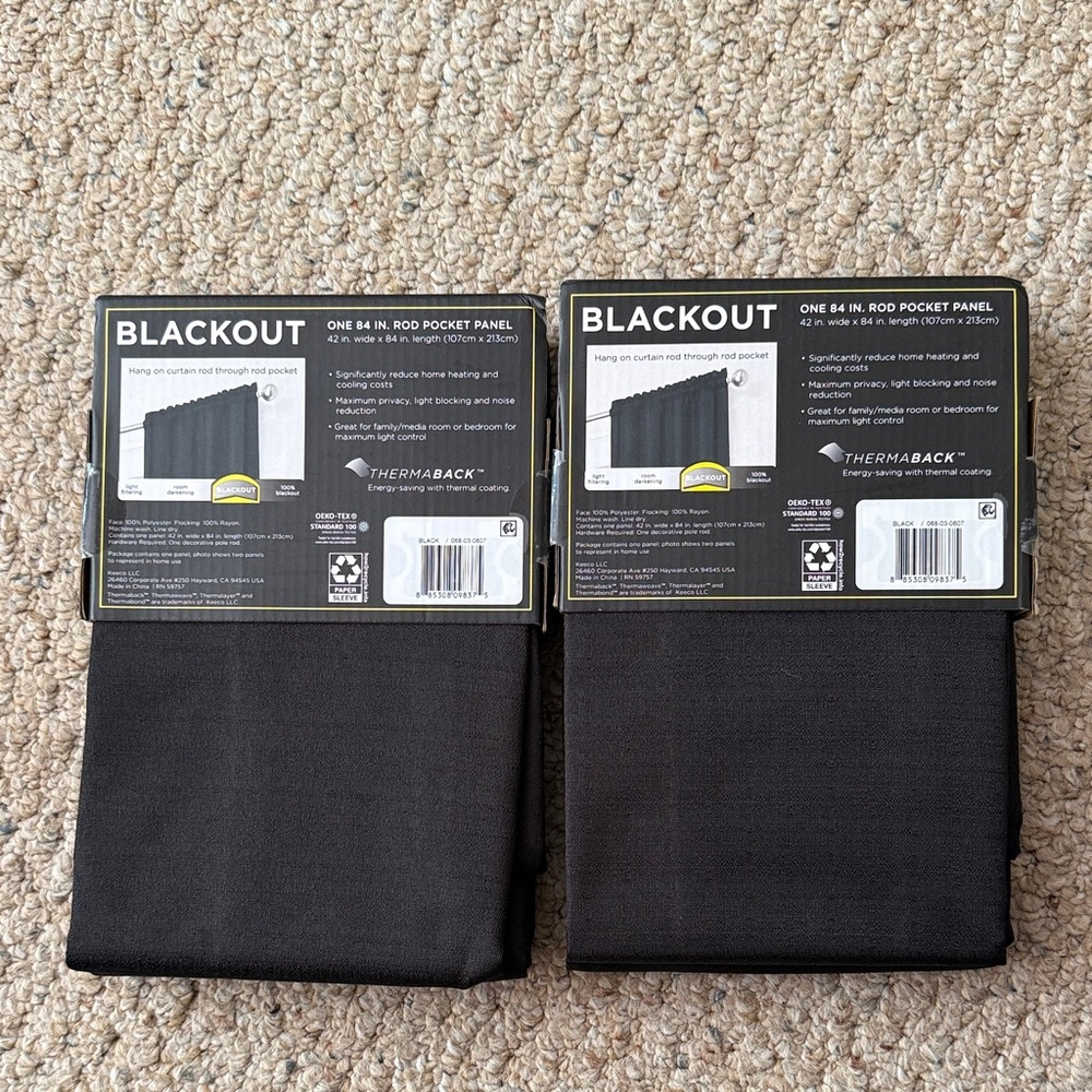 NWT Eclipse Blackout Curtain Panels in Black - Pack of 2 - Picture 5 of 13